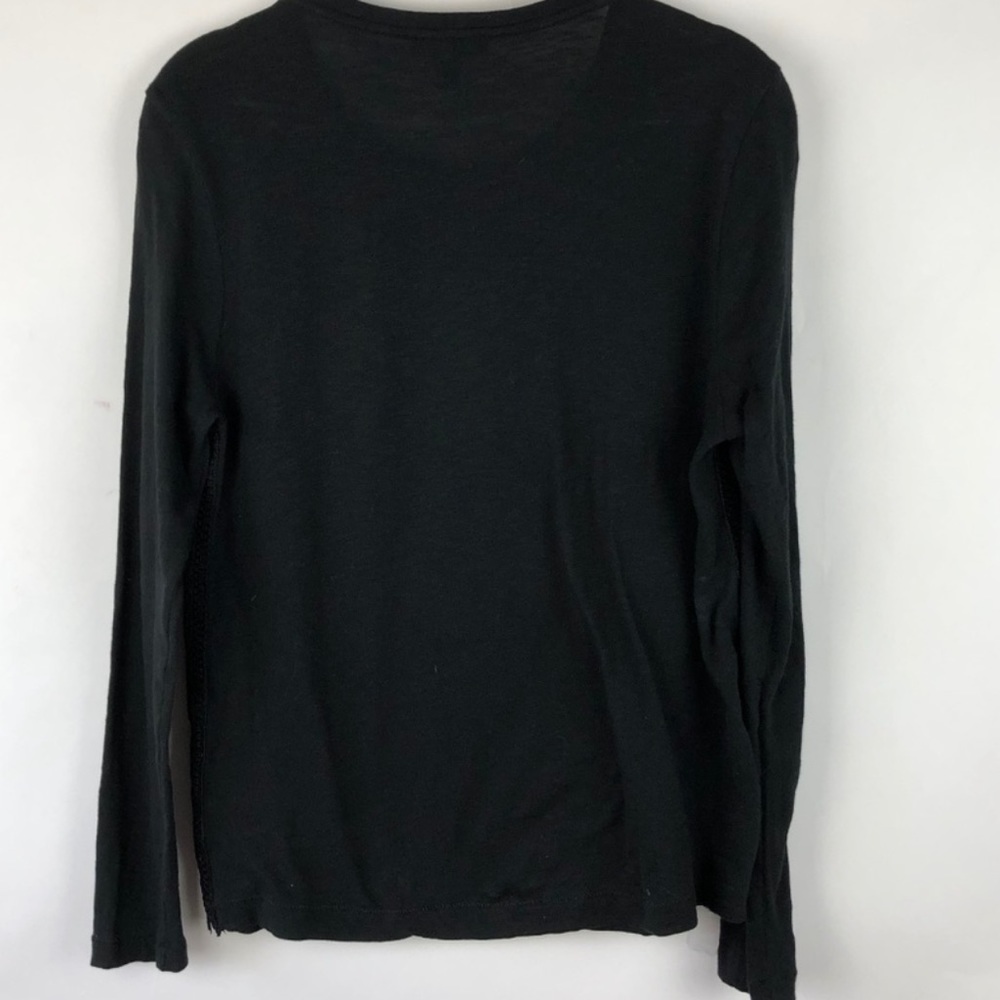 J. Crew Lace Front Long Sleeve T-Shirt | Black - Picture 5 of 9